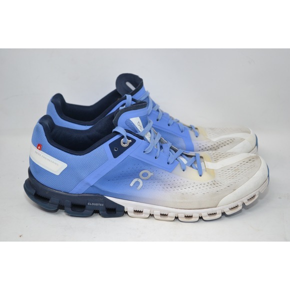 On Cloud Cloudflow Swiss Running Shoes Cloudtec Comfort White Blue Women Sz 10.5 - Picture 1 of 12